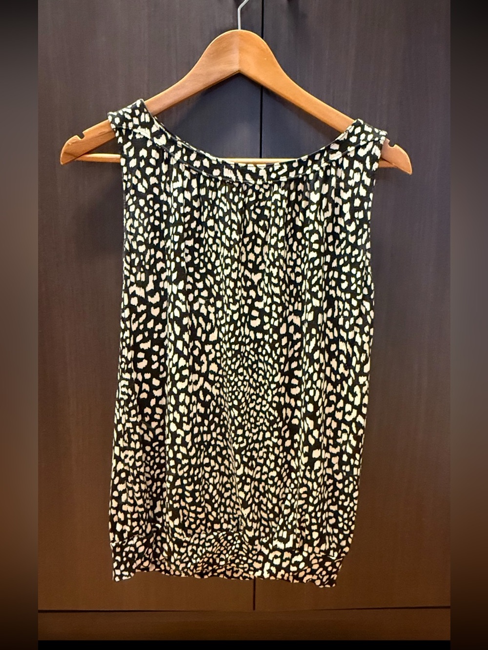LOFT Black and Cream Animal Print Sleeveless Top